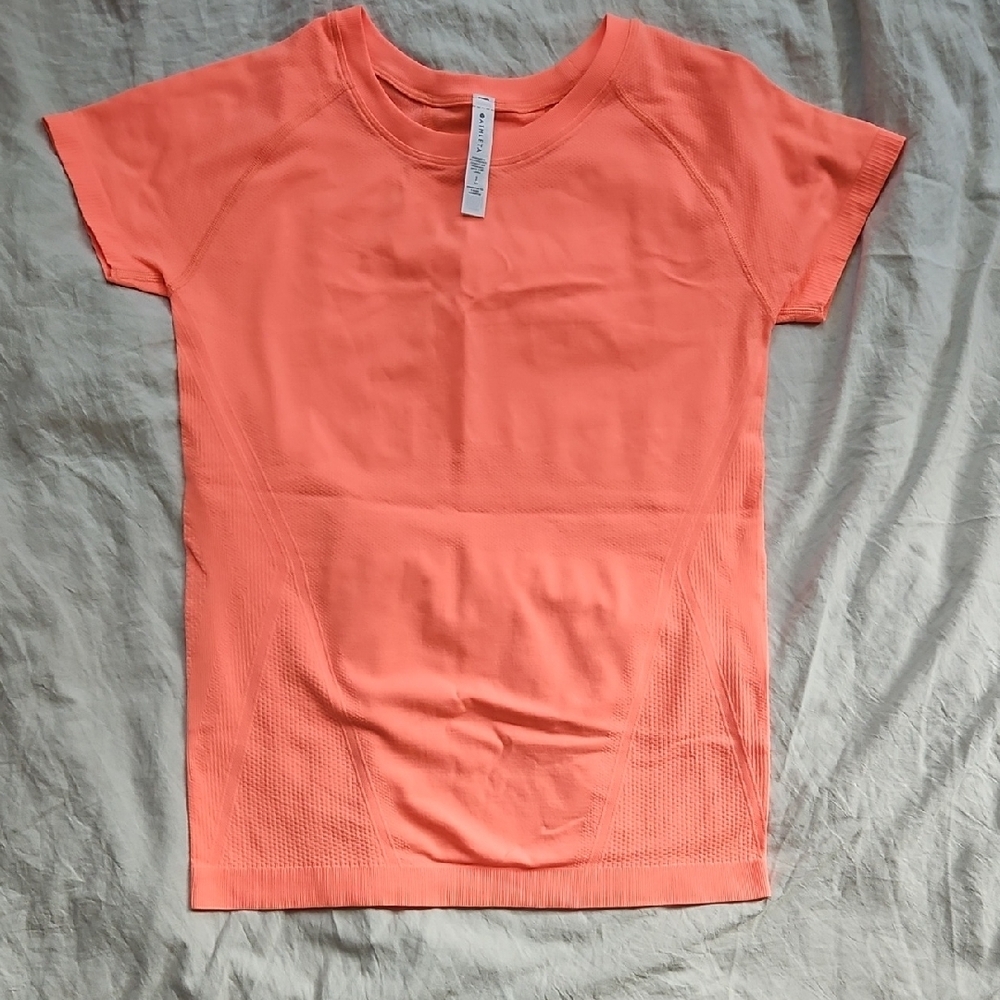Athleta Orange Short Sleeve Tee Casual Crew Neck
